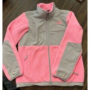The North Face Girls Pink and Gray Fleece Jacket with full zipper - Size 14/16